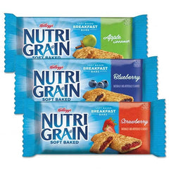 Kellogg's - Snacks, Cookies, Candy & Gum Breakroom Accessory Type: Cereal Bar Breakroom Accessory Description: Nutri-Grain Cereal Bars, Asstd: Apple, Blueberry, Strawberry, 1.3oz Bar, 48/Ctn - USA Tool & Supply