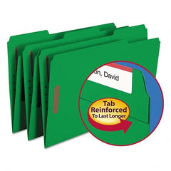 SMEAD - File Folders, Expansion Folders & Hanging Files Folder/File Type: File Folders with Top Tab Fastener Color: Green - USA Tool & Supply