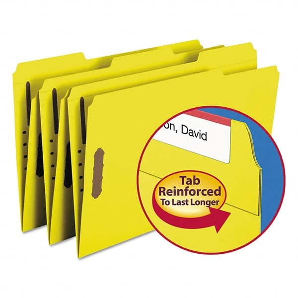 SMEAD - File Folders, Expansion Folders & Hanging Files Folder/File Type: File Folders with Top Tab Fastener Color: Yellow - USA Tool & Supply