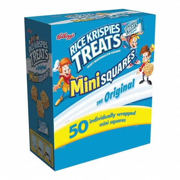 Kellogg's - Snacks, Cookies, Candy & Gum Breakroom Accessory Type: Snack Breakroom Accessory Description: Rice Krispies Treats, Mini Squares, 0.39 oz, 50/Box - USA Tool & Supply