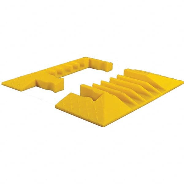 Checkers - 1 2-Piece 5 8' OAL 1-1/4 Max Cable Diam Yellow On Floor Cable Cover - USA Tool & Supply