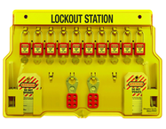 Padllock Wall Station - 15-1/2 x 22 x 1-3/4''-With (10) Xenoy Padlocks - USA Tool & Supply