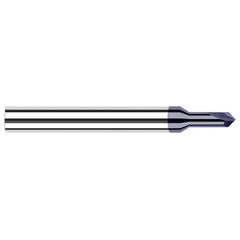 Harvey Tool - 5/64" Diam 90°/90° 2-Flute Single End Solid Carbide Chamfer Mill - Exact Industrial Supply