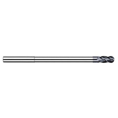 3/8″ Dia. × 3/8″ Shank × 0.563″ DOC × 6″ OAL, Carbide AlTiN, Stub , 4 Flute, Ballnose End Mill - Exact Industrial Supply