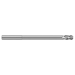 1/4″ Dia. × 1/4″ Shank × 3/8″ DOC × 6″ OAL, Carbide Uncoated, Stub , 4 Flute, Ballnose End Mill - Exact Industrial Supply
