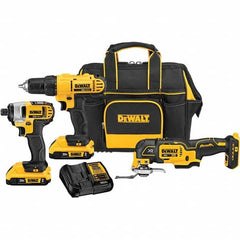 DeWALT - Cordless Tool Combination Kits Voltage: 20 Tools: 1/2" Drill/Driver; 1/4" Impact Driver; Oscillating Multi-Tool - USA Tool & Supply