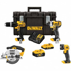 DeWALT - Cordless Tool Combination Kits Voltage: 20 Tools: Hammer Drill; 1/4" Impact Driver; 6-1/2" Circular Saw; Work Light - USA Tool & Supply