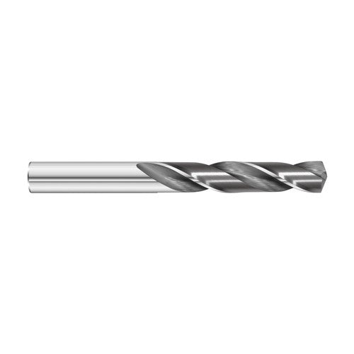 ‎#30 Dia. × 0.128″ Shank × 1-3/8″ Flute Length × 2-1/2″ OAL, 7xD, 135°, Uncoated, 2xD Flute, External Coolant, Round Solid Carbide Drill