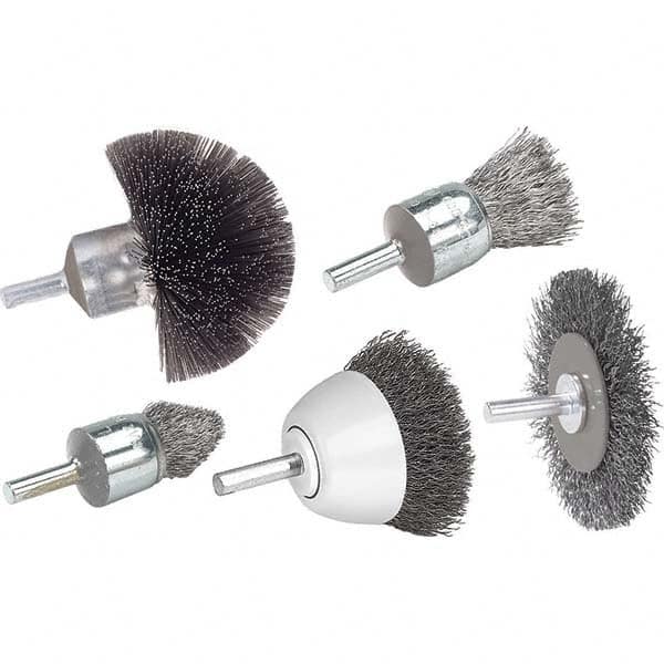 WALTER Surface Technologies - 1-3/8" OD, 1/4" Arbor Hole, Crimped Steel Wheel Brush - USA Tool & Supply