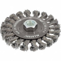 WALTER Surface Technologies - 5" OD, 5/8-11 Arbor Hole, Knotted Steel Wheel Brush - USA Tool & Supply