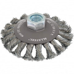 WALTER Surface Technologies - 5" OD, 5/8-11 Arbor Hole, Knotted Steel Wheel Brush - USA Tool & Supply