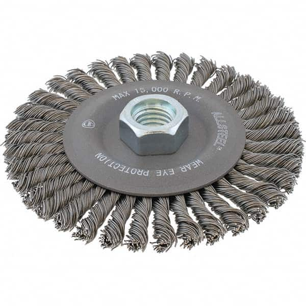 WALTER Surface Technologies - 4-1/2" OD, 5/8-11 Arbor Hole, Stringer Bead Steel Wheel Brush - USA Tool & Supply