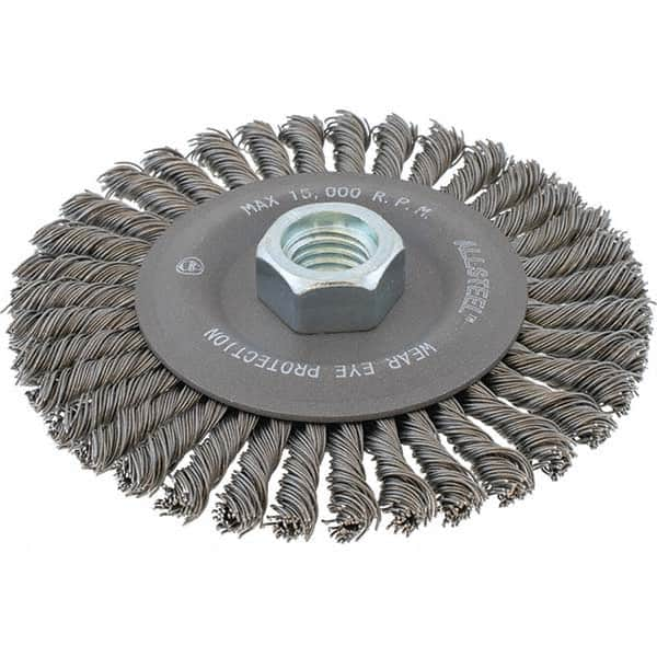 WALTER Surface Technologies - 5" OD, 5/8-11 Arbor Hole, Stringer Bead Steel Wheel Brush - USA Tool & Supply