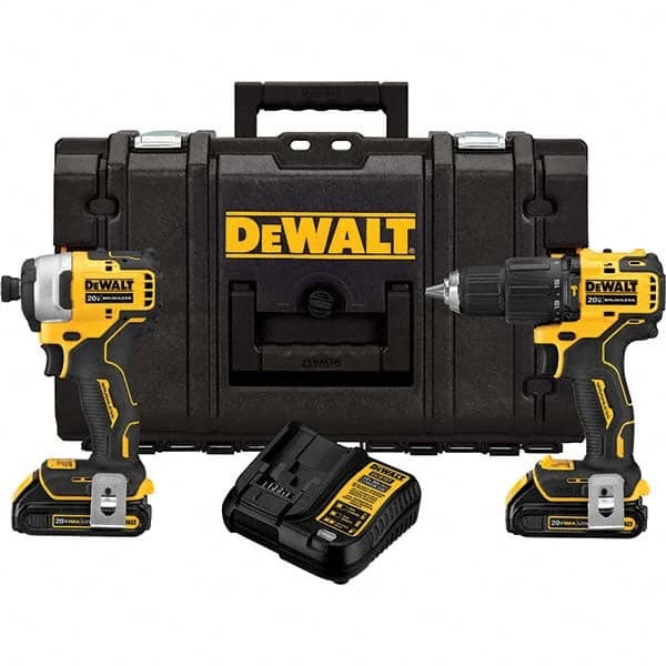 DeWALT - Cordless Tool Combination Kits Voltage: 20 Tools: Brushless 1/2" Compact Hammer Drill/Driver; Brushless 1/4 Impact Driver - USA Tool & Supply