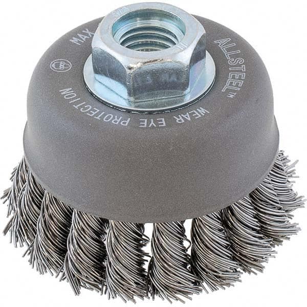 WALTER Surface Technologies - 3" Diam 5/8-11 Threaded Arbor Steel Fill Cup Brush - USA Tool & Supply