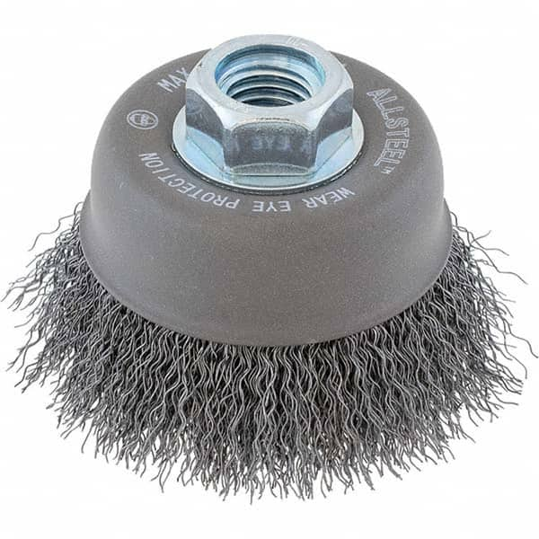 WALTER Surface Technologies - 5" Diam 5/8-11 Threaded Arbor Steel Fill Cup Brush - USA Tool & Supply