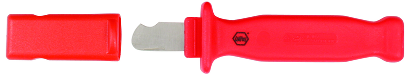 Insulated Electricians Cable Stripping Knife 35mm Blade Length; Hooked cutting edge. Cover included. - USA Tool & Supply