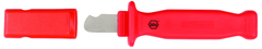 Insulated Electricians Cable Stripping Knife 35mm Blade Length; Hooked cutting edge. Cover included. - USA Tool & Supply