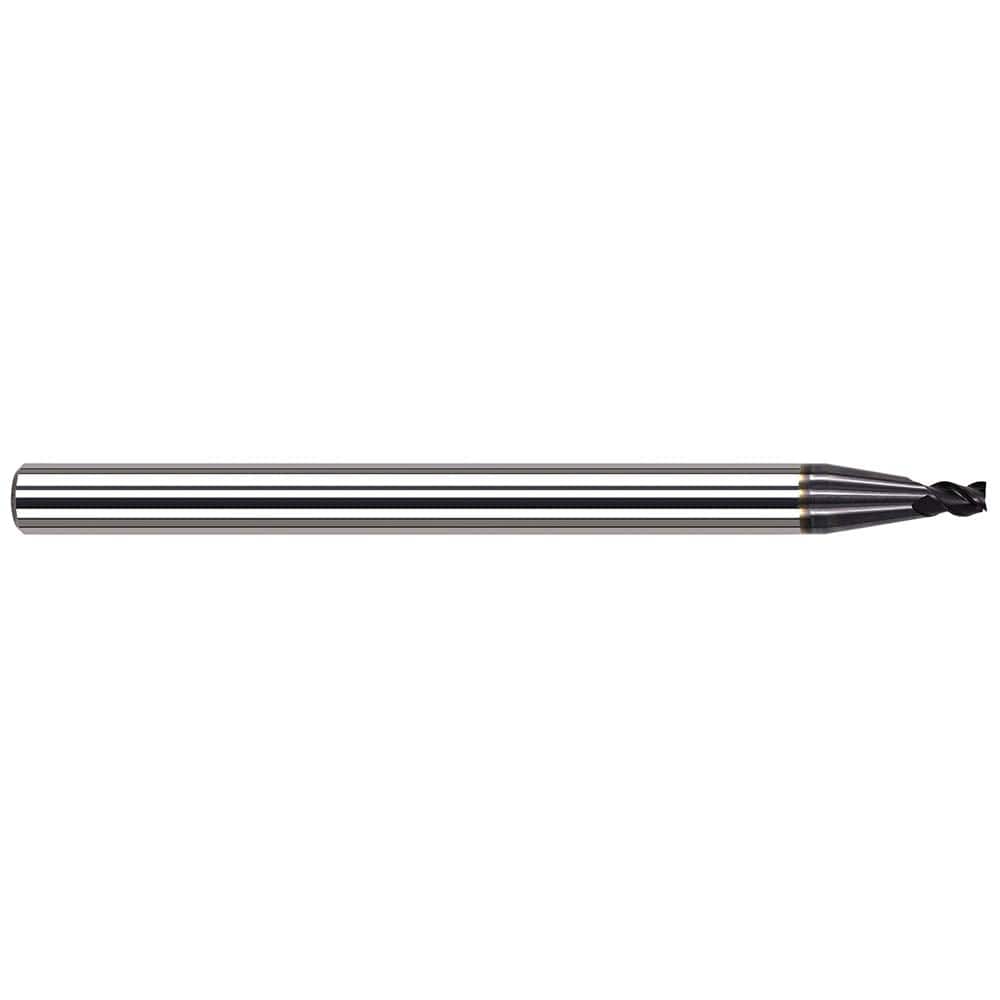 Corner Radius End Mill: 0.0197″ Dia, 0.0295″ LOC, 3 Flutes, Solid Carbide 34 ° Helix, AlTiN Coated, Corner Radius End