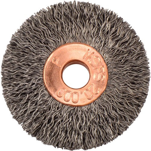 1-3/8″ Small Diameter Crimped Wire Wheel, .0104″ Steel Fill, 1/4″ Arbor Hole - USA Tool & Supply
