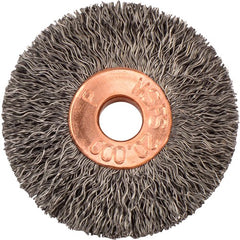 1-3/8″ Small Diameter Crimped Wire Wheel, .0104″ Steel Fill, 1/4″ Arbor Hole - USA Tool & Supply
