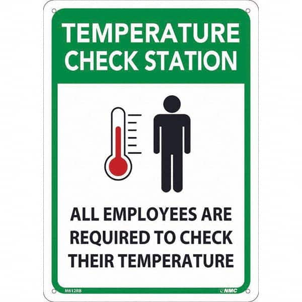 NMC - "Temperature Check Station", 10" Wide x 14" High, Rigid Plastic Safety Sign - USA Tool & Supply