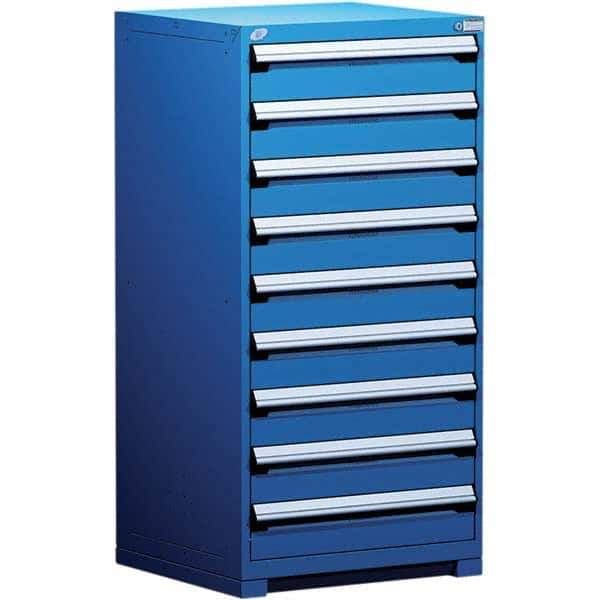 Rousseau Metal - 9 Drawer Avalanche Blue Steel Modular Storage Cabinet - USA Tool & Supply