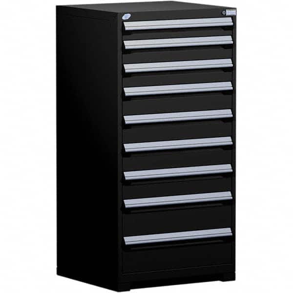 Rousseau Metal - 9 Drawer Black Steel Modular Storage Cabinet - USA Tool & Supply
