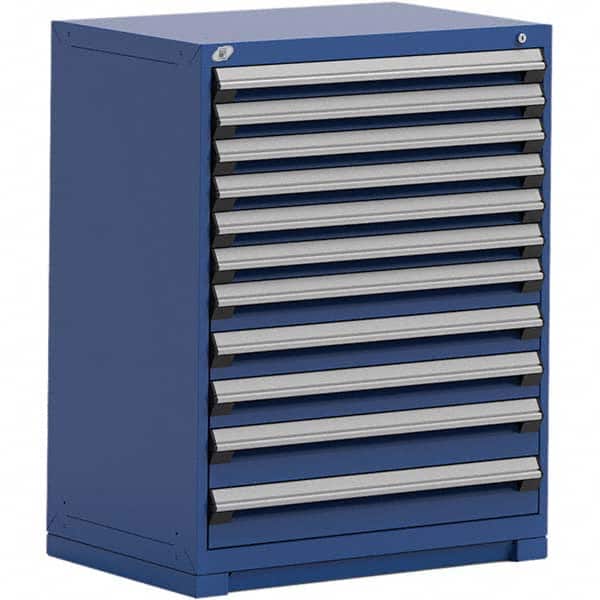 Rousseau Metal - 11 Drawer Avalanche Blue Steel Modular Storage Cabinet - USA Tool & Supply