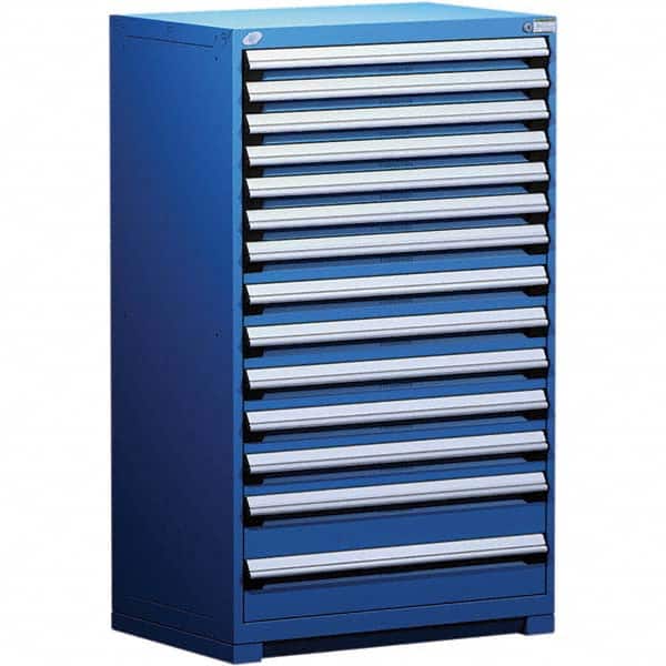 Rousseau Metal - 14 Drawer Avalanche Blue Steel Modular Storage Cabinet - USA Tool & Supply