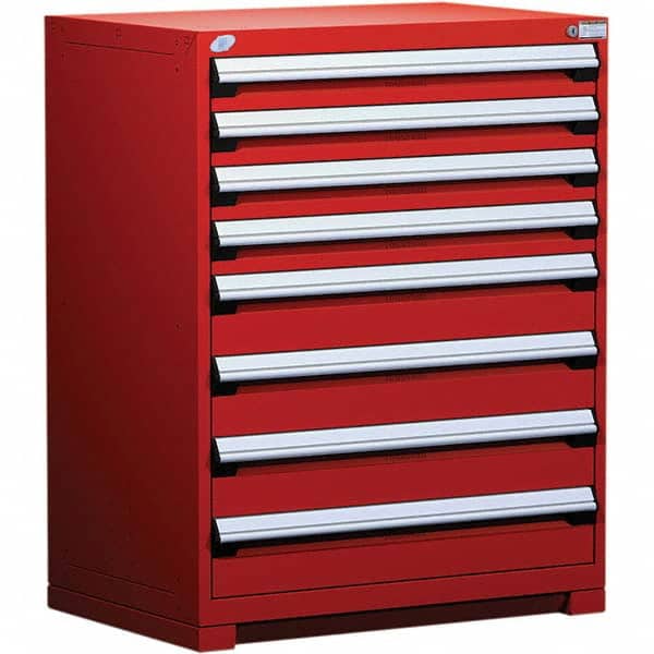 Rousseau Metal - 8 Drawer Flame Red Steel Modular Storage Cabinet - USA Tool & Supply