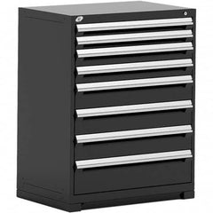 Rousseau Metal - 8 Drawer Black Steel Modular Storage Cabinet - USA Tool & Supply