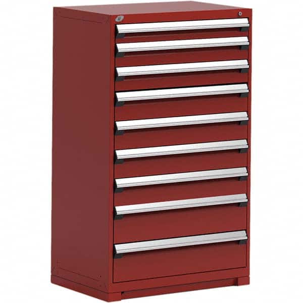 Rousseau Metal - 9 Drawer Flame Red Steel Modular Storage Cabinet - USA Tool & Supply