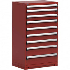 Rousseau Metal - 9 Drawer Flame Red Steel Modular Storage Cabinet - USA Tool & Supply