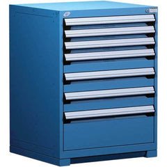 Rousseau Metal - 7 Drawer Avalanche Blue Steel Modular Storage Cabinet - USA Tool & Supply