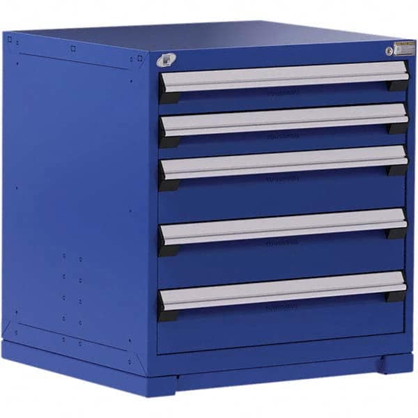 Rousseau Metal - 5 Drawer Avalanche Blue Steel Modular Storage Cabinet - USA Tool & Supply