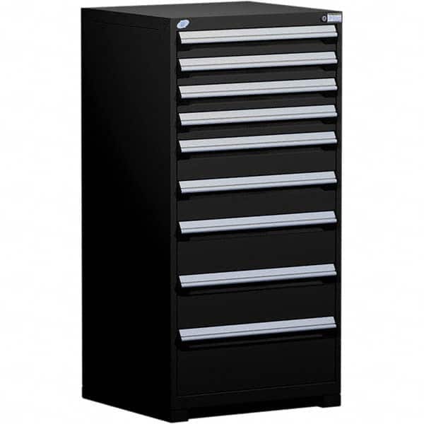 Rousseau Metal - 9 Drawer Black Steel Modular Storage Cabinet - USA Tool & Supply