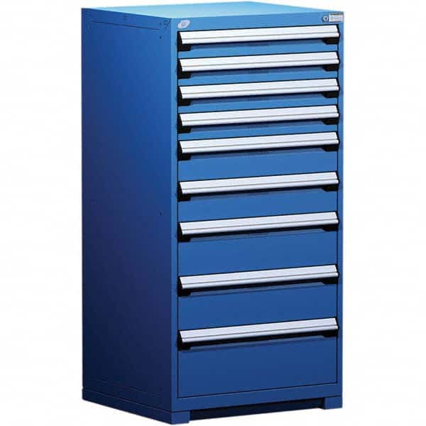 Rousseau Metal - 9 Drawer Avalanche Blue Steel Modular Storage Cabinet - USA Tool & Supply