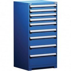Rousseau Metal - 9 Drawer Avalanche Blue Steel Modular Storage Cabinet - USA Tool & Supply