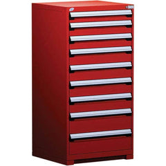 Rousseau Metal - 9 Drawer Flame Red Steel Modular Storage Cabinet - USA Tool & Supply