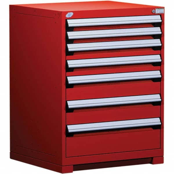 Rousseau Metal - 7 Drawer Flame Red Steel Modular Storage Cabinet - USA Tool & Supply