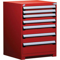 Rousseau Metal - 7 Drawer Flame Red Steel Modular Storage Cabinet - USA Tool & Supply