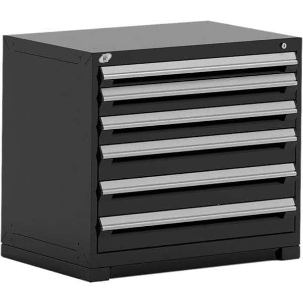 Rousseau Metal - 6 Drawer Black Steel Modular Storage Cabinet - USA Tool & Supply