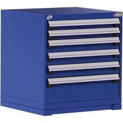 Rousseau Metal - 6 Drawer Avalanche Blue Steel Modular Storage Cabinet - USA Tool & Supply