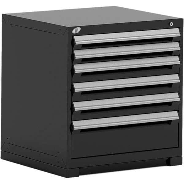 Rousseau Metal - 6 Drawer Black Steel Modular Storage Cabinet - USA Tool & Supply