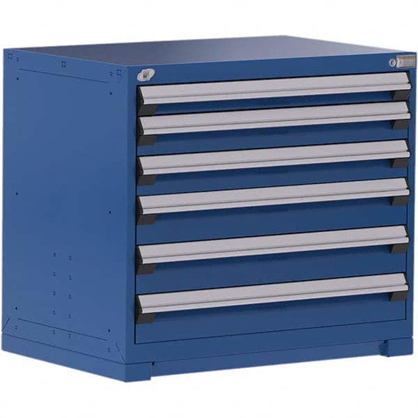 Rousseau Metal - 6 Drawer Avalanche Blue Steel Modular Storage Cabinet - USA Tool & Supply