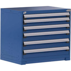 Rousseau Metal - 6 Drawer Avalanche Blue Steel Modular Storage Cabinet - USA Tool & Supply