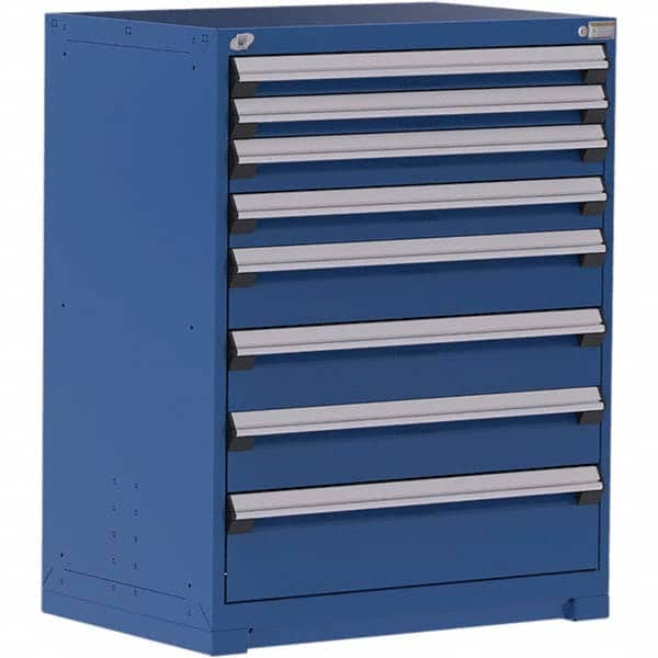 Rousseau Metal - 8 Drawer Avalanche Blue Steel Modular Storage Cabinet - USA Tool & Supply