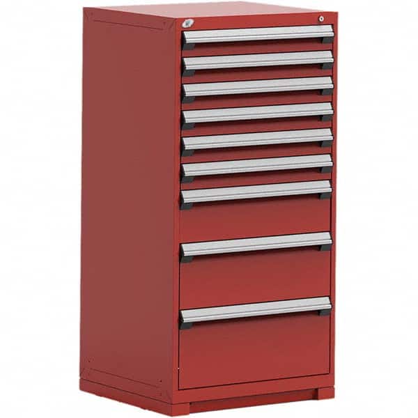 Rousseau Metal - 9 Drawer Flame Red Steel Modular Storage Cabinet - USA Tool & Supply