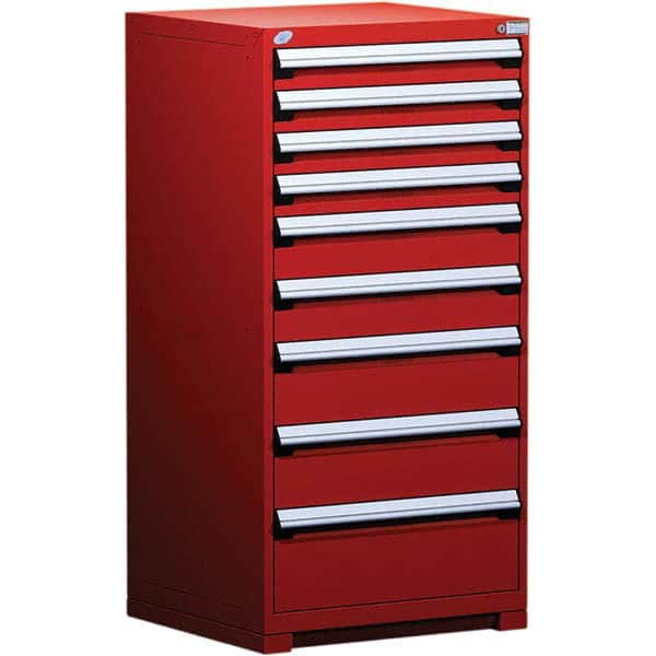 Rousseau Metal - 9 Drawer Flame Red Steel Modular Storage Cabinet - USA Tool & Supply